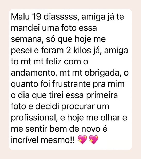 Mensagem de paciente da Malu