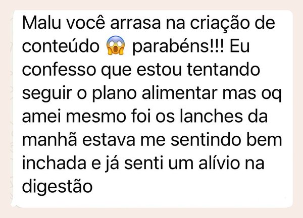 Mensagem de paciente da Malu